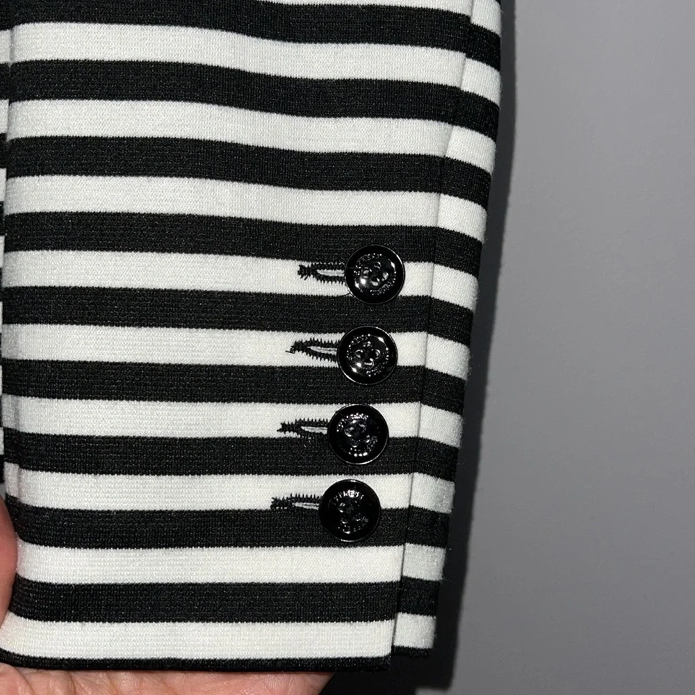 Blk/Wht Striped Cotton Blazer - Picture 5 of 5